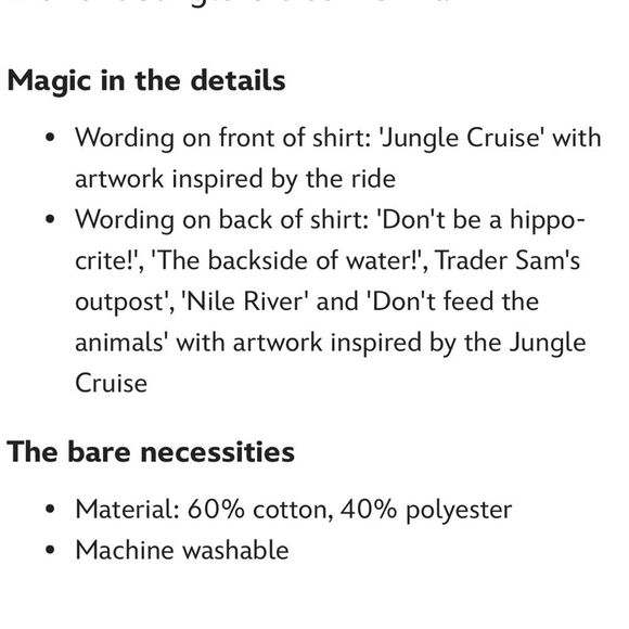 Disney Jungle Cruise Tshirt Top Shirt Walt Disney Parks
Size XS Adult - Picture 5 of 7